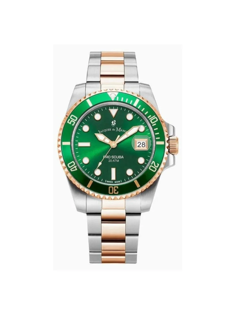NWT Jacques Du Manoir Pro Scuba 43 Green Dial Men's Watch